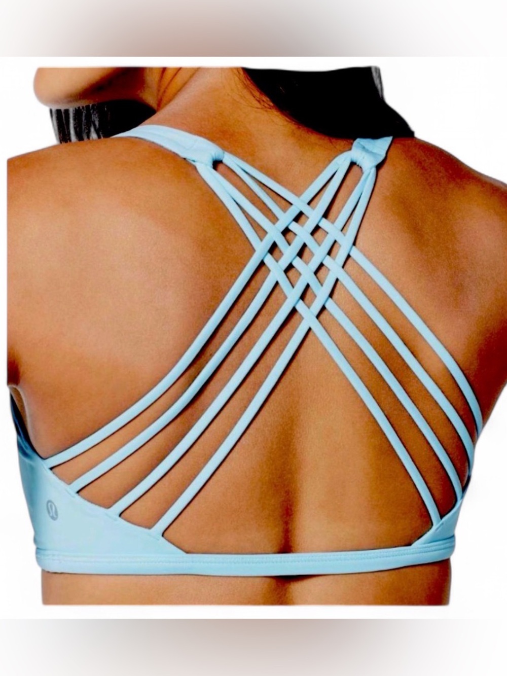 Lululemon Free To Be Wild Bra Blue Tropics Aqua Blue Strappy Sports Bra Size 14
